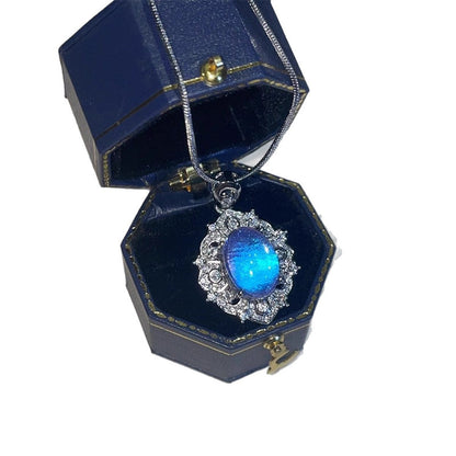 🔥Solange der Vorrat reicht 50 % Rabatt!🎉Elegante ovale blaue Halskette mit Anhänger