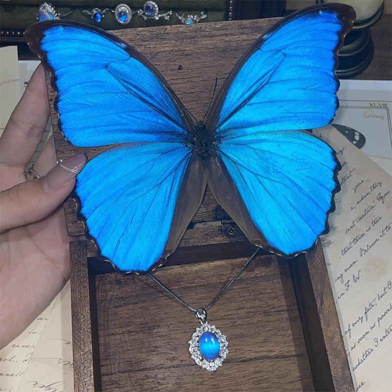 🔥Solange der Vorrat reicht 50 % Rabatt!🎉Elegante ovale blaue Halskette mit Anhänger