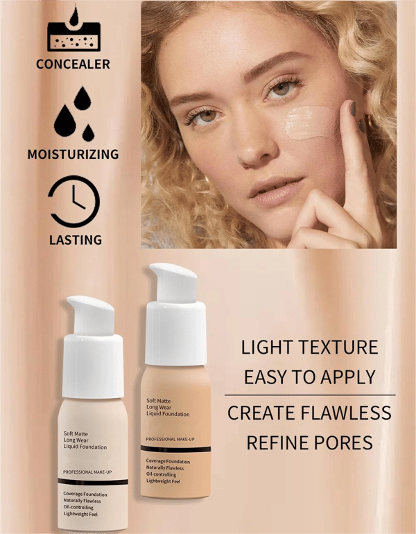 💎 1 + 1 GRATIS! 💎 Soft Matte Liquid Foundation – Volldeckung, Wasserdicht & Tierversuchsfrei (30 ml) 💄🌿