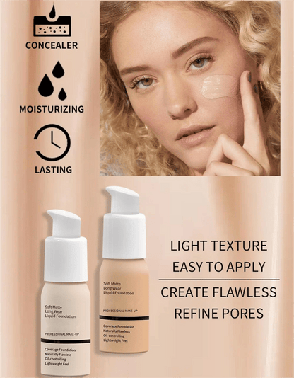💎 1 + 1 GRATIS! 💎 Soft Matte Liquid Foundation – Volldeckung, Wasserdicht & Tierversuchsfrei (30 ml) 💄🌿
