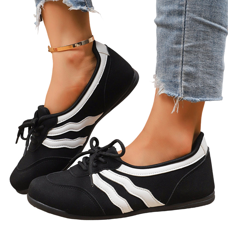 50 % Rabatt!🎉Damen Retro Wave-Streifen Schnür-Sneaker