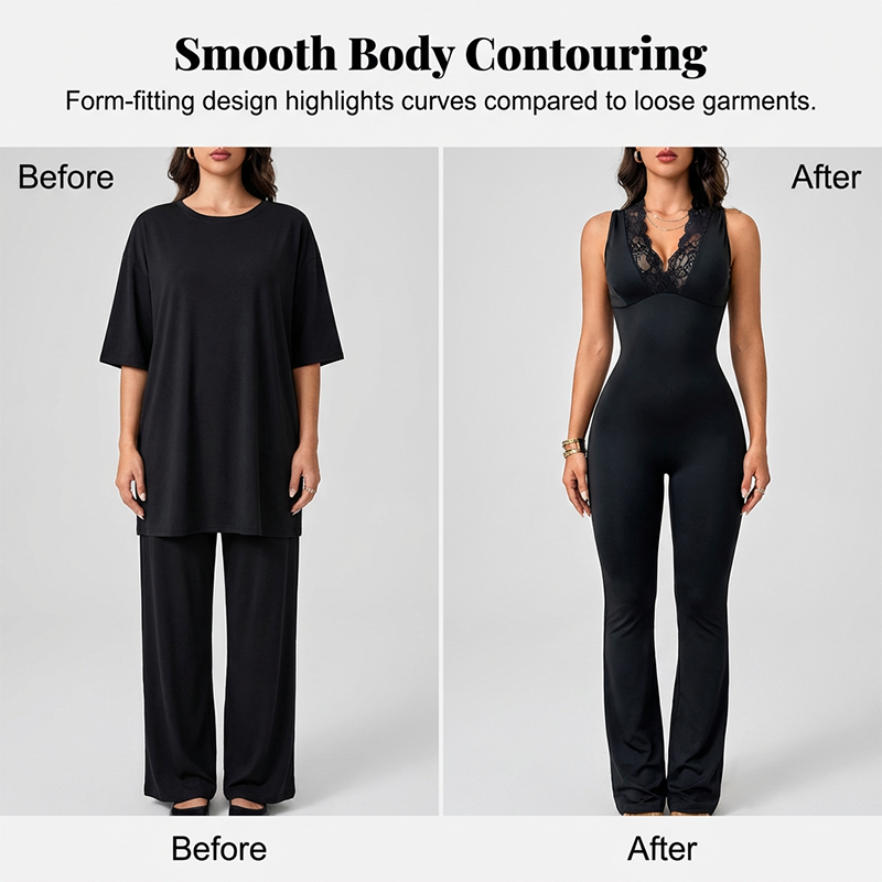 👗 50% RABATT! ✨ Eleganter Jumpsuit mit V-Ausschnitt, Spitzenverzierung & Ausgestelltem Bein – Romantischer Stil & Perfekt Für Besondere Anlässe 💃