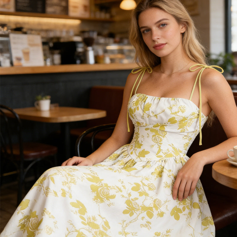 👗 50% RABATT! 🌸 Midi-Kleid für Damen mit Print & Schnürung – Figurbetont, Leicht & Perfekt Für Frühling & Sommer ☀️