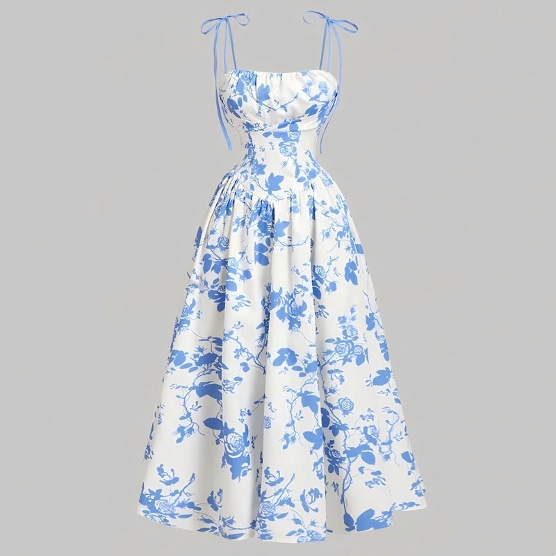👗 50% RABATT! 🌸 Midi-Kleid für Damen mit Print & Schnürung – Figurbetont, Leicht & Perfekt Für Frühling & Sommer ☀️