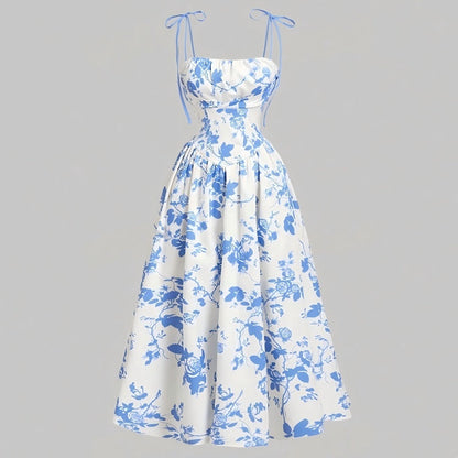 👗 50% RABATT! 🌸 Midi-Kleid für Damen mit Print & Schnürung – Figurbetont, Leicht & Perfekt Für Frühling & Sommer ☀️