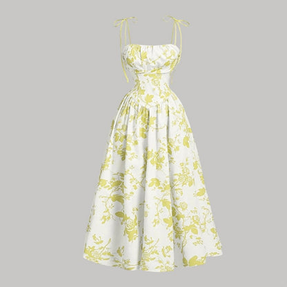 👗 50% RABATT! 🌸 Midi-Kleid für Damen mit Print & Schnürung – Figurbetont, Leicht & Perfekt Für Frühling & Sommer ☀️