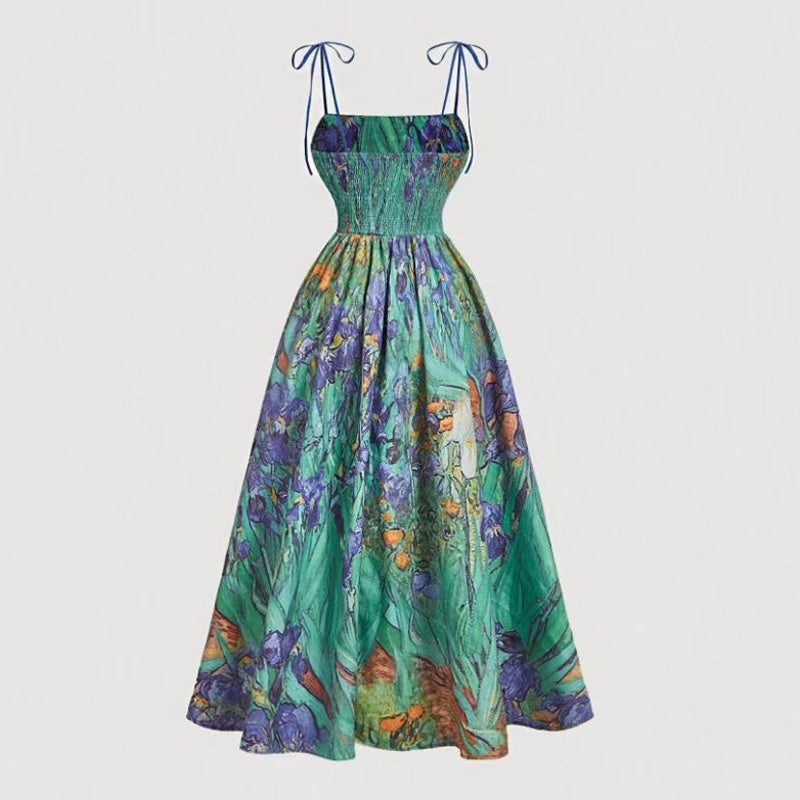 👗 50% RABATT! 🌸 Midi-Kleid für Damen mit Print & Schnürung – Figurbetont, Leicht & Perfekt Für Frühling & Sommer ☀️