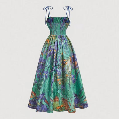 👗 50% RABATT! 🌸 Midi-Kleid für Damen mit Print & Schnürung – Figurbetont, Leicht & Perfekt Für Frühling & Sommer ☀️