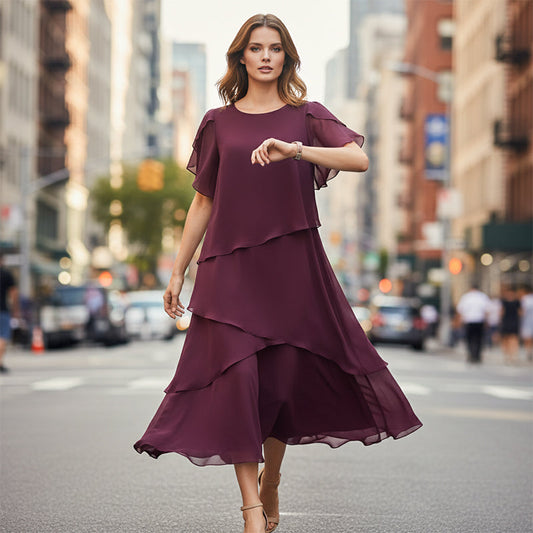 👗 50% RABATT! ✨ Elegantes Kleid mit Lagenlook & Flatterärmeln – Bezauberndes Design, Fließender Stoff & Perfekt Für Besondere Anlässe 🌸