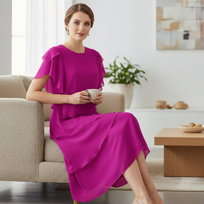 👗 50% RABATT! ✨ Elegantes Kleid mit Lagenlook & Flatterärmeln – Bezauberndes Design, Fließender Stoff & Perfekt Für Besondere Anlässe 🌸