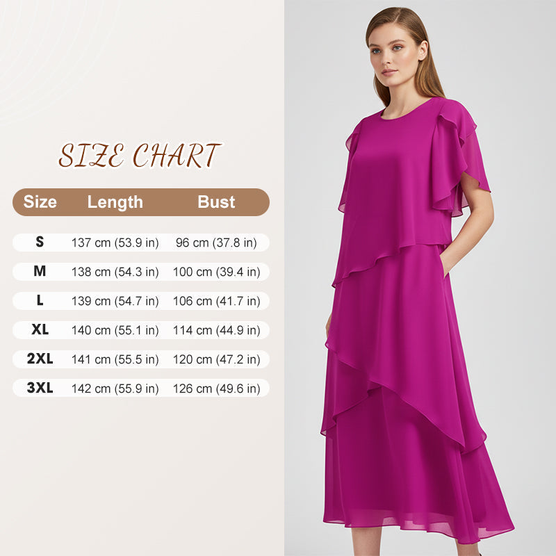 👗 50% RABATT! ✨ Elegantes Kleid mit Lagenlook & Flatterärmeln – Bezauberndes Design, Fließender Stoff & Perfekt Für Besondere Anlässe 🌸