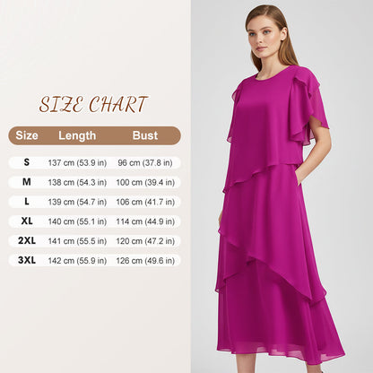 👗 50% RABATT! ✨ Elegantes Kleid mit Lagenlook & Flatterärmeln – Bezauberndes Design, Fließender Stoff & Perfekt Für Besondere Anlässe 🌸