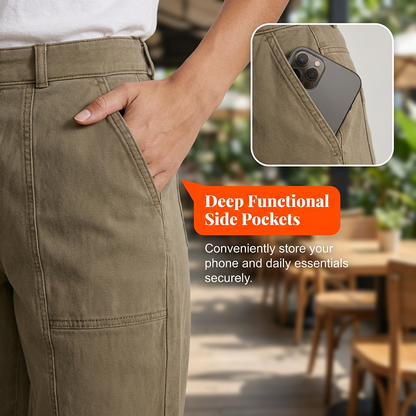✨ High-Waist Utility-Hose für Damen ✨ Schmal zulaufend & Modern geschnitten 🩳 Trendig & Bequem!