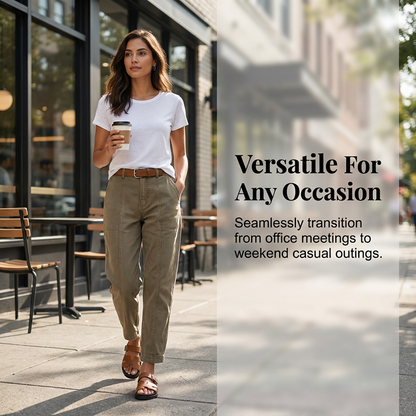 ✨ High-Waist Utility-Hose für Damen ✨ Schmal zulaufend & Modern geschnitten 🩳 Trendig & Bequem!