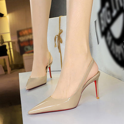 💎50% Rabatt 👠Lackleder-Stilettos mit spitzer Zehenpartie und Fersenriemen für Damen💃Ich bin die Königin – ich strahle vor Selbstbewusstsein👑