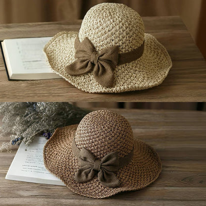 🎀 50 % RABATT 👒 | Strohhut mit Retro-Schleife – Faltbar & atmungsaktiv für den Sommer