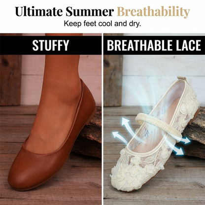 🥿Damen Spitzen atmungsaktive Ballerinas mit eckiger Zehenpartie🩰