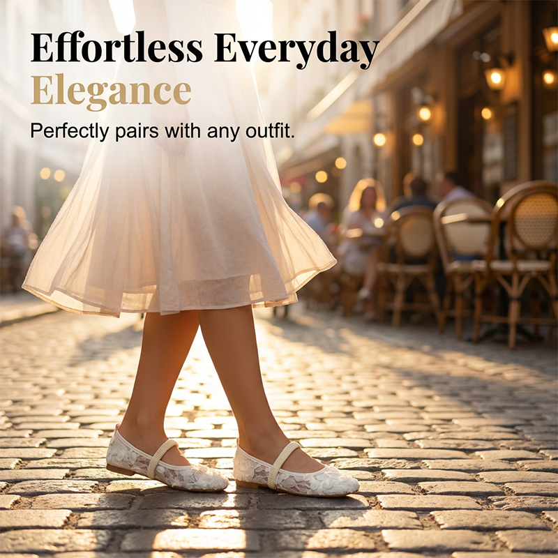 🥿Damen Spitzen atmungsaktive Ballerinas mit eckiger Zehenpartie🩰