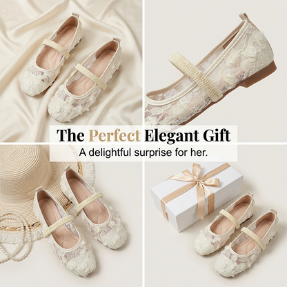 🥿Damen Spitzen atmungsaktive Ballerinas mit eckiger Zehenpartie🩰