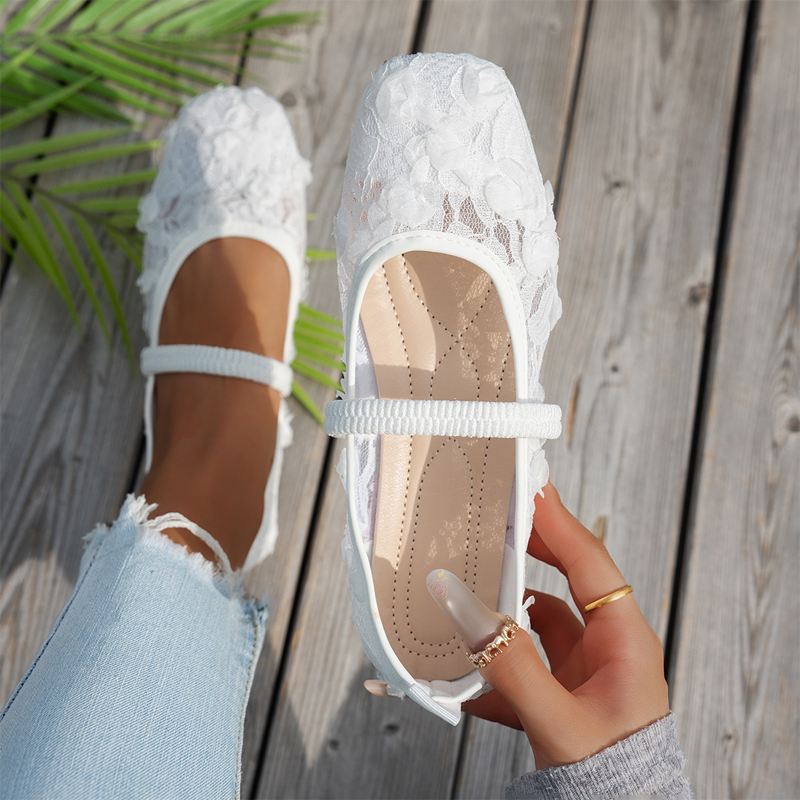 🥿Damen Spitzen atmungsaktive Ballerinas mit eckiger Zehenpartie🩰