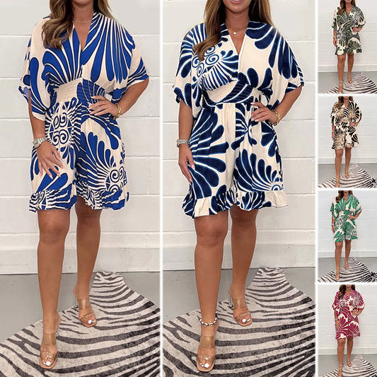 ⏳24-Stunden-Lieferung💥Lässiger, kurzer Jumpsuit mit Pflanzenprint für Damen