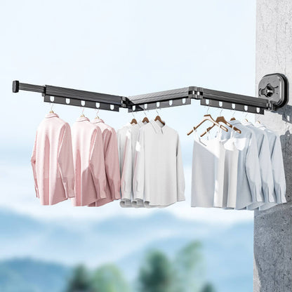 Zusammenklappbarer Wäscheständer zur Wandmontage mit Saugnapf