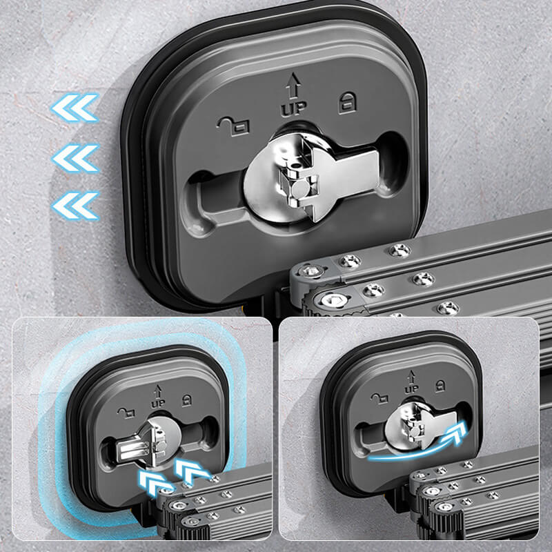 Zusammenklappbarer Wäscheständer zur Wandmontage mit Saugnapf