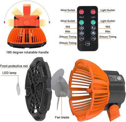 Tragbarer Camping-Ventilator mit LED-Licht