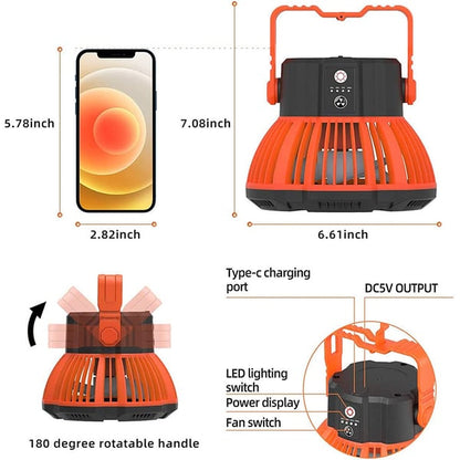 Tragbarer Camping-Ventilator mit LED-Licht