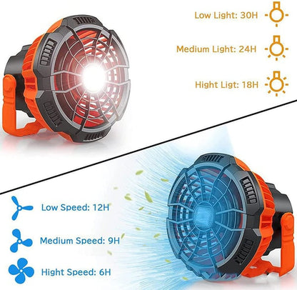 Tragbarer Camping-Ventilator mit LED-Licht