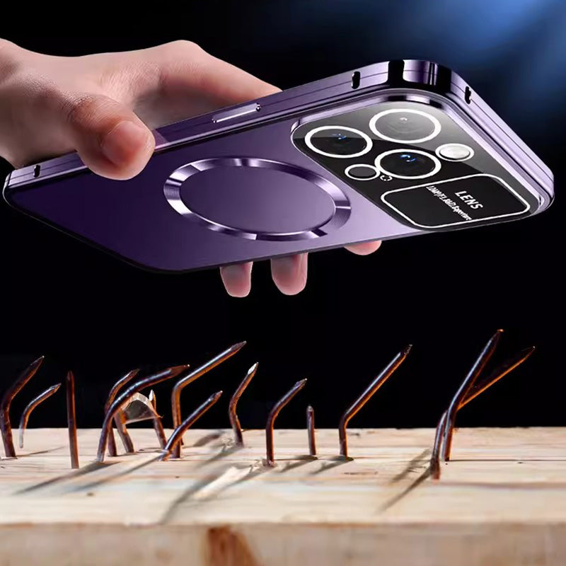Anti-Peep doppelseitige Glas-Handyhülle mit magnetischem Metallrahmen für iPhone