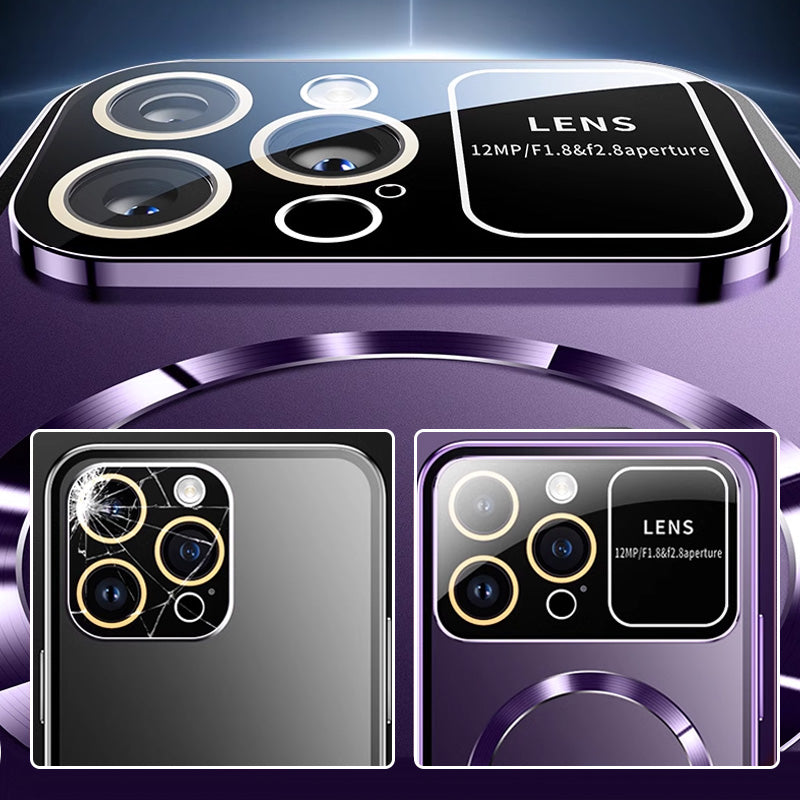 Anti-Peep doppelseitige Glas-Handyhülle mit magnetischem Metallrahmen für iPhone